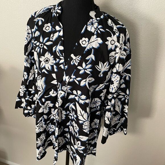 NWT Zara Linen Blend Floral Print Blouse - Picture 5 of 10